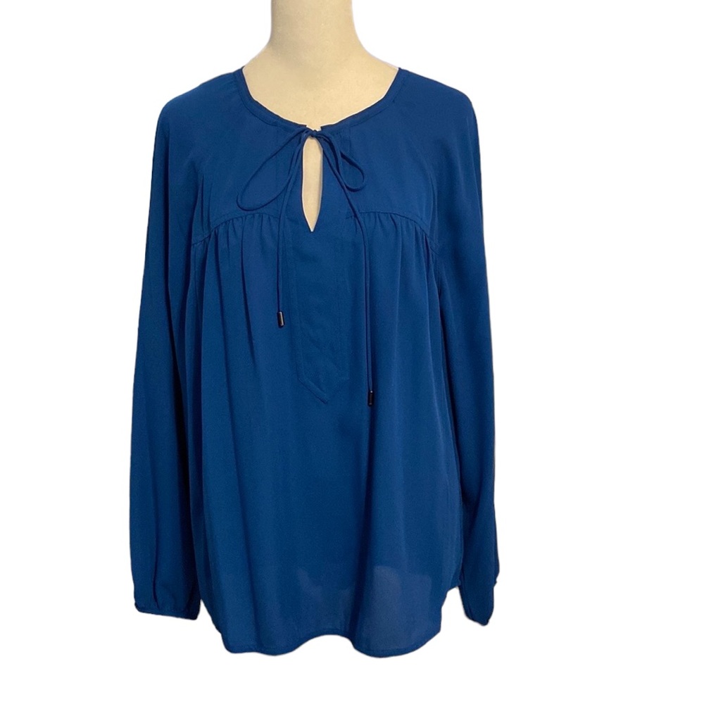CHAUS lightweight sheer tie front dress blouse